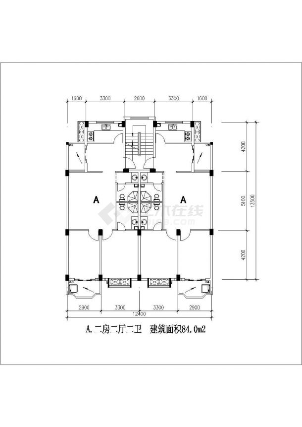 厦门某新建小区61-110平米左右的热门户型设计CAD图纸（19张）-图二
