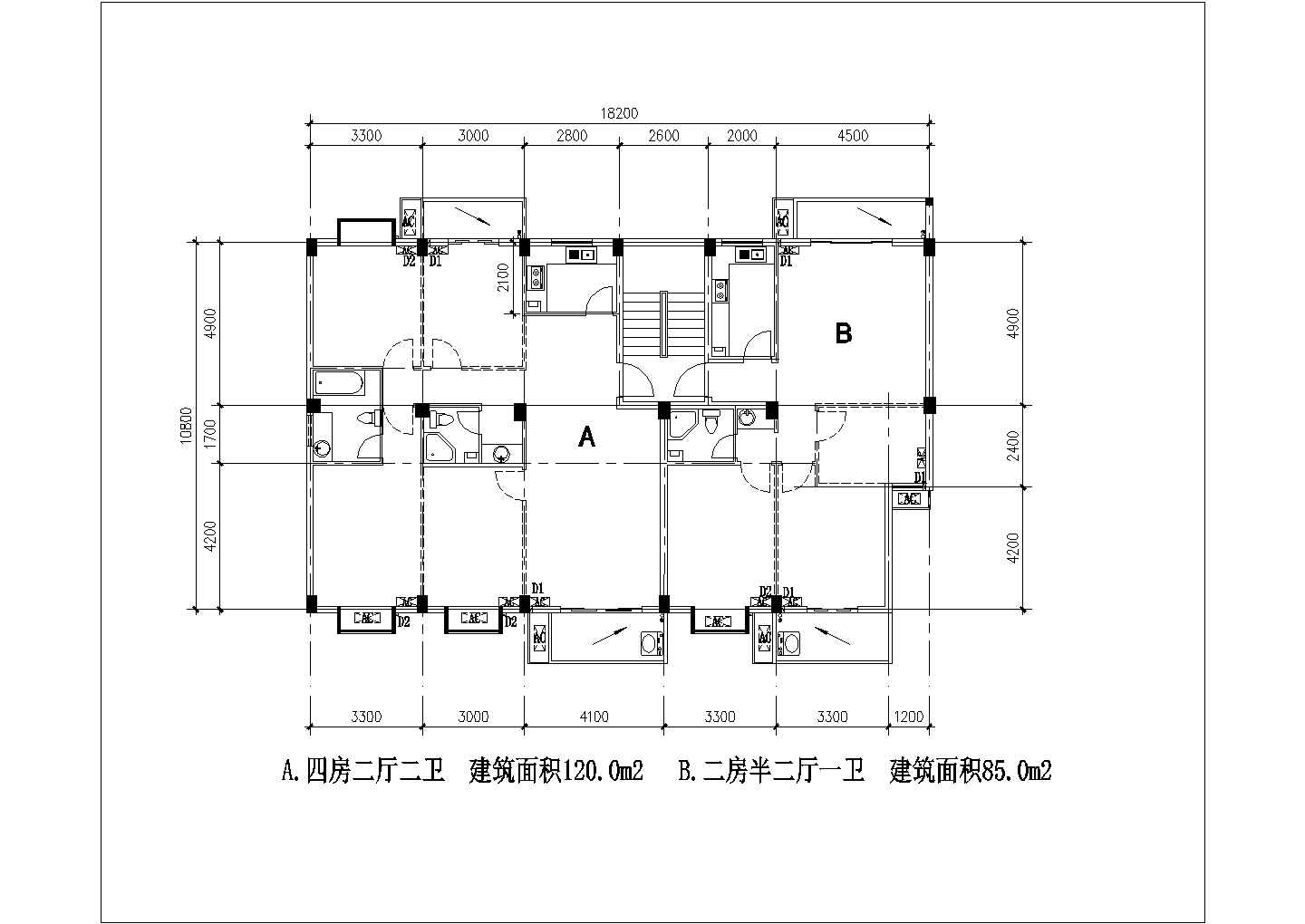 厦门某新建小区61-110平米左右的热门户型设计CAD图纸（19张）