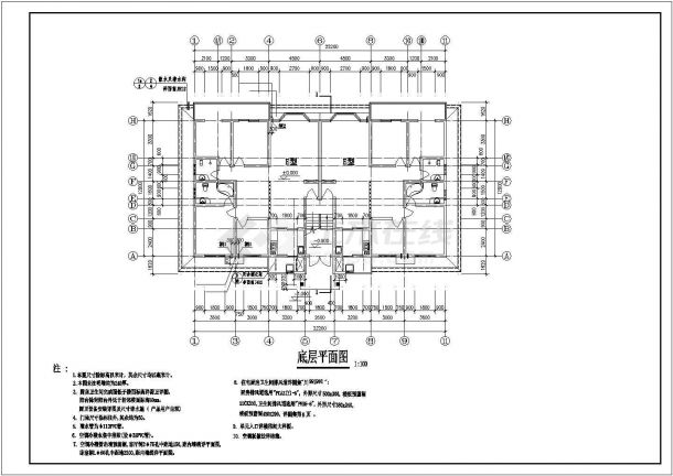 乐山市xx小区1800平米6层砖混结构住宅楼全套建筑设计CAD图纸-图一