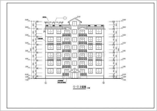 乐山市xx小区1800平米6层砖混结构住宅楼全套建筑设计CAD图纸-图二