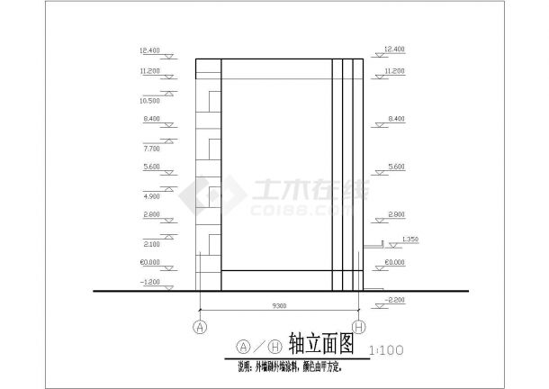 1700平米4层砖混结构民居楼建筑设计CAD图纸（含地下室）-图一