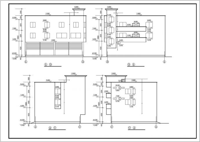徐州xx小区750平米3层硂框架结构商住楼建筑设计CAD图纸（底层商用）_图1