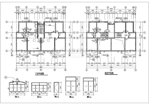泰州市xx小区占地216平米4+1层砖混结构住宅楼全套建筑设计CAD图纸-图一