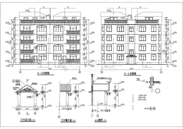 泰州市xx小区占地216平米4+1层砖混结构住宅楼全套建筑设计CAD图纸-图二