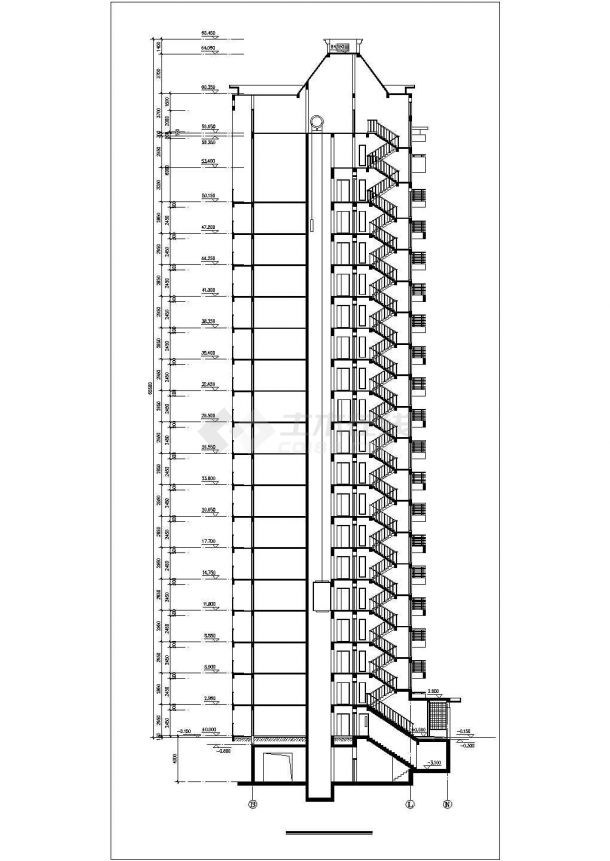 南京xx小区1.8万平米20层框剪结构住宅楼平立面设计CAD图纸-图二