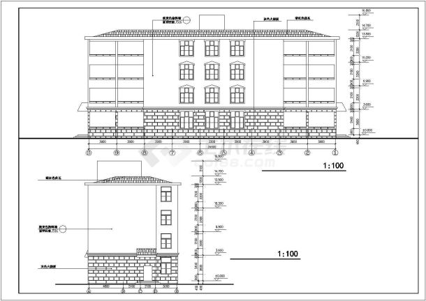 成都市xx养老院1500平米4层砖混结构综合楼建筑设计CAD图纸-图一