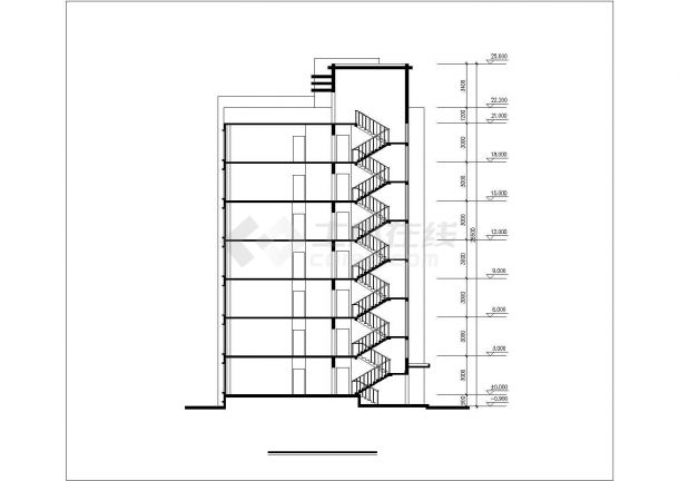 xx小区占地430平米7层砖混结构住宅楼平立剖面设计CAD图纸-图一