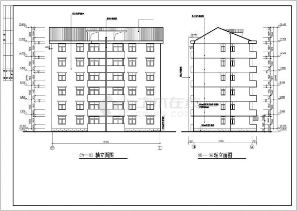 占地290平米7层砖混结构住宅楼建筑设计CAD图纸（含阁楼层）-图一