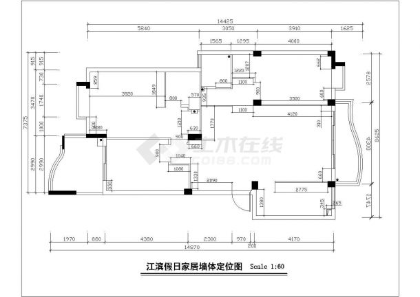 宜昌市滨江花园小区130平米户型全套装修施工设计CAD图纸-图二