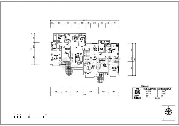 滁州市某新建小区110-230平米大面积户型设计CAD图纸（共12张）-图二