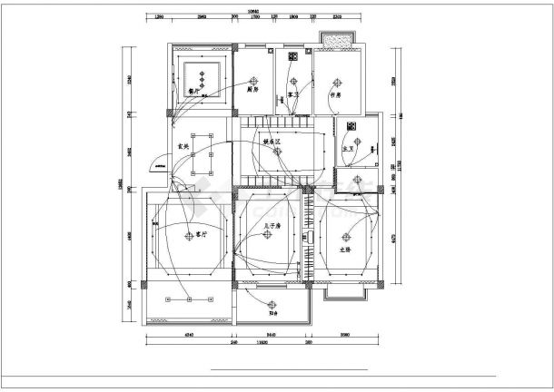 武汉市锦山花园小区130平米户型全套装修施工设计CAD图纸-图一