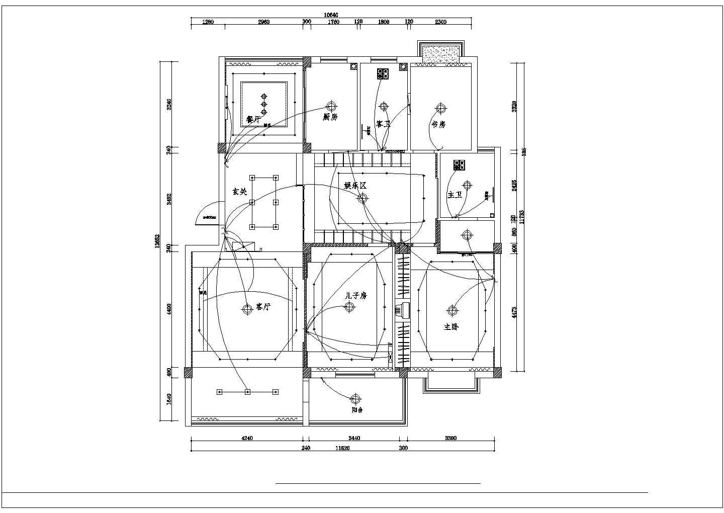 武汉市锦山花园小区130平米户型全套装修施工设计CAD图纸