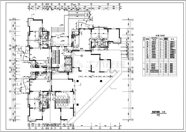 19层框架结构商住楼平立剖面设计CAD图纸（1-3层商用/含水箱层）-图二