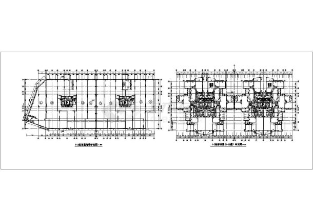 无锡xx小区16层框架结构商住楼平立面设计CAD图纸（1-2层商用）-图二