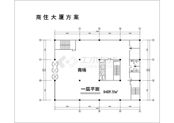 xx小区2.8万平米25层框架结构商住楼全套平面设计CAD图纸（1-3层商用）-图一