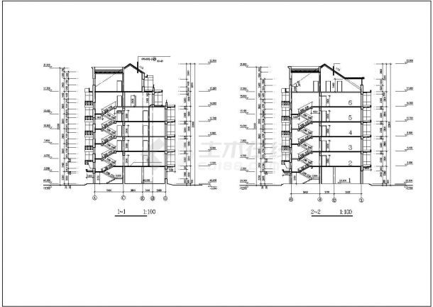 小区7000平米7层框架结构住宅楼建筑设计CAD图纸（含阁楼和车库层）-图一