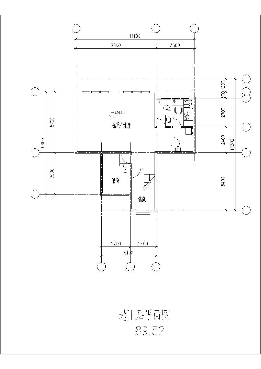 某框架结构二层带地下层坡地独栋别墅设计cad详细建筑施工图（含效果图）