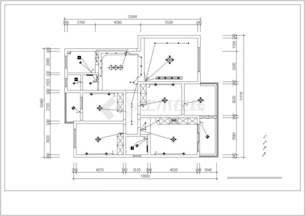 香樟园小区多层住宅全套装修施工设计cad图(含插座布置图)-图一