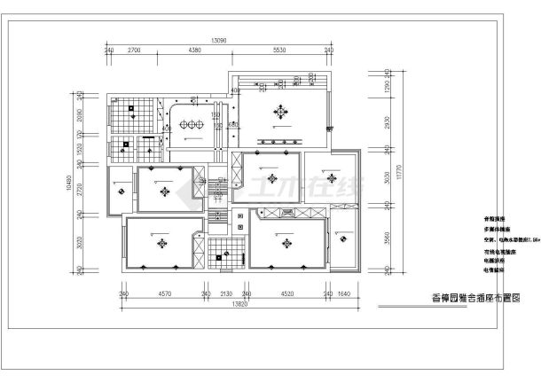 香樟园小区多层住宅全套装修施工设计cad图(含插座布置图)-图二
