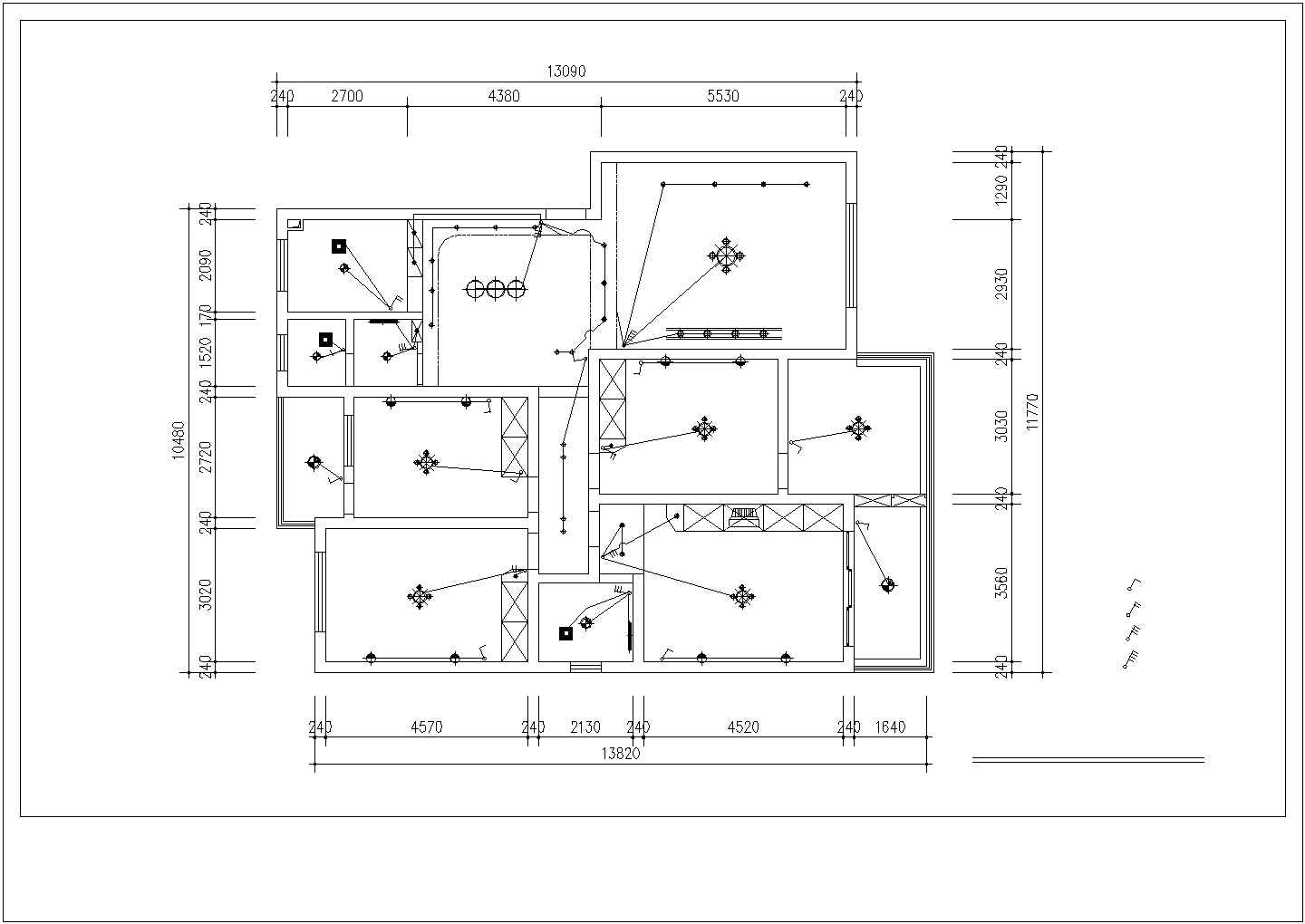 香樟园小区多层住宅全套装修施工设计cad图(含插座布置图)