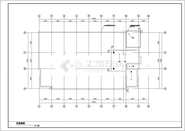 上海某大学工厂2100平米4层框架结构职工宿舍楼建筑设计CAD图纸-图一