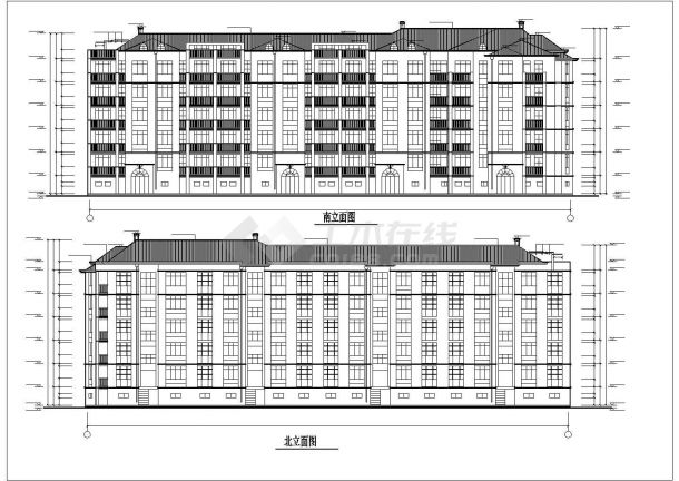 小区5230平米6层框混结构住宅楼建筑设计CAD图纸（含阁楼和车库层）-图二