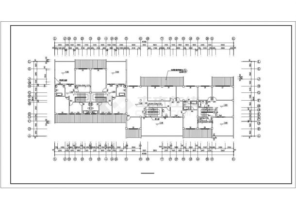 昆山市xx小区临街1100平米4层砖混结构商住楼平剖面设计CAD图纸-图二