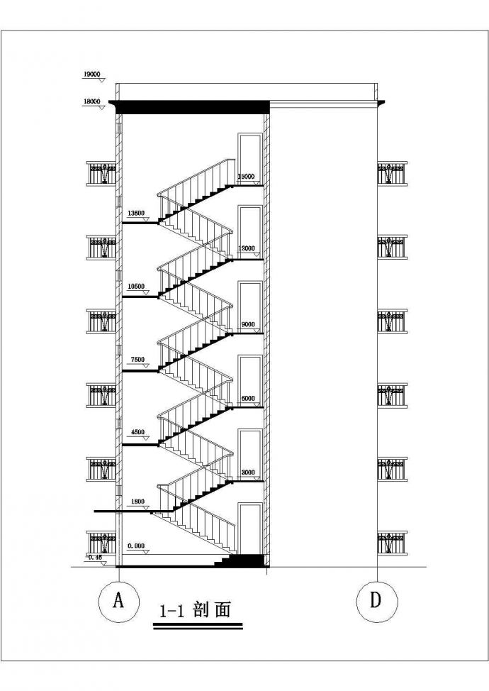 长沙市xx大学3850平米6层框架教师家属楼平立剖面设计CAD图纸_图1