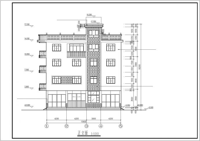 840平米5层框架结构休闲酒店平立剖面设计CAD图纸（底层商店）_图1
