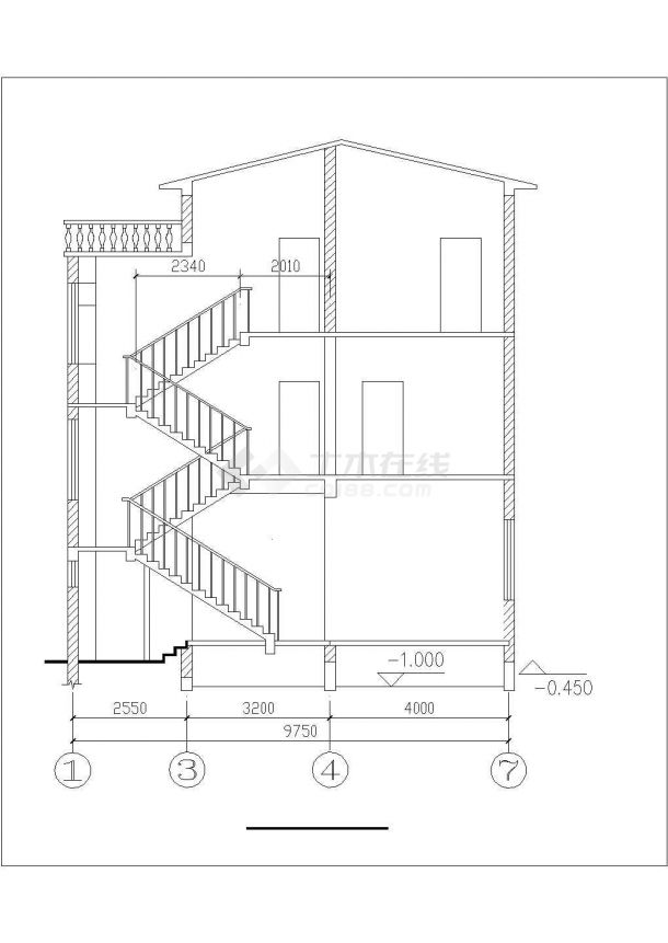 温州市某村镇212平米3层砖混结构单体乡村别墅建筑设计CAD图纸-图一