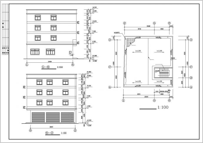 广州某工厂1600平米4层砖混结构宿舍楼建筑设计CAD图纸（底层商用）_图1