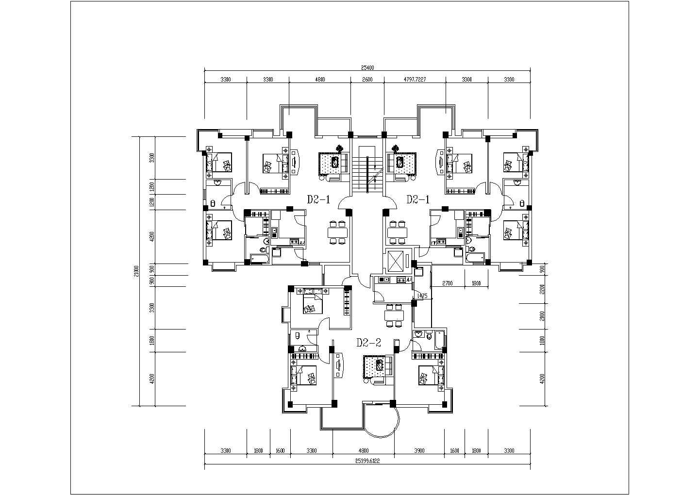 呼和浩特市某新建小区90-130平米户型设计CAD图纸（共11张）