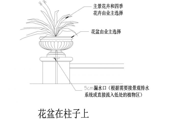 花盆在柱子上剖面CAD参考图_图1