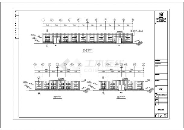 某18米跨单层双山双跨刚架结构厂房施工图纸（标注明细）-图一
