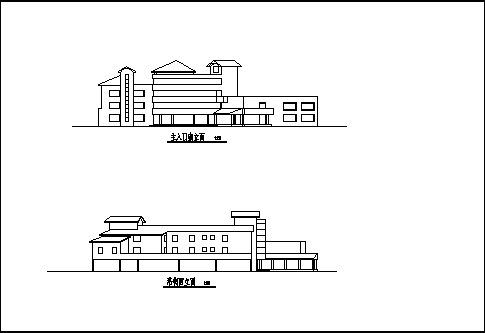 某县三层幼儿园教学综合楼建筑施工cad图，共五张-图一