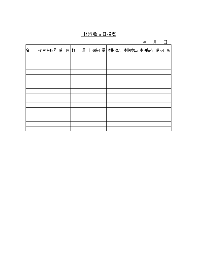 材料收支日报表格资料