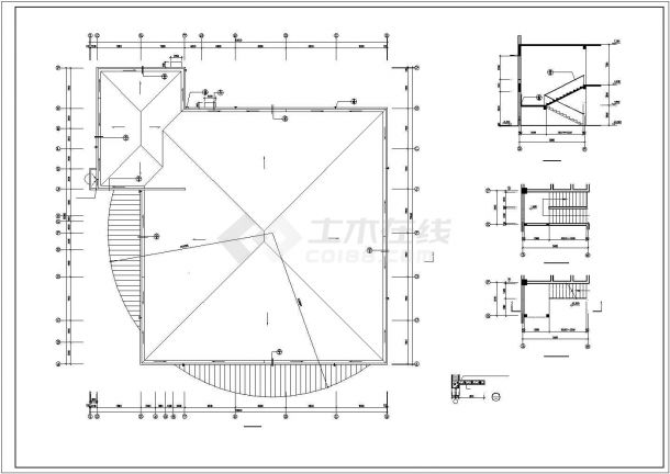 某工厂2600平米单层框架结构职工食堂建筑CAD设计图纸（含夹层）-图一