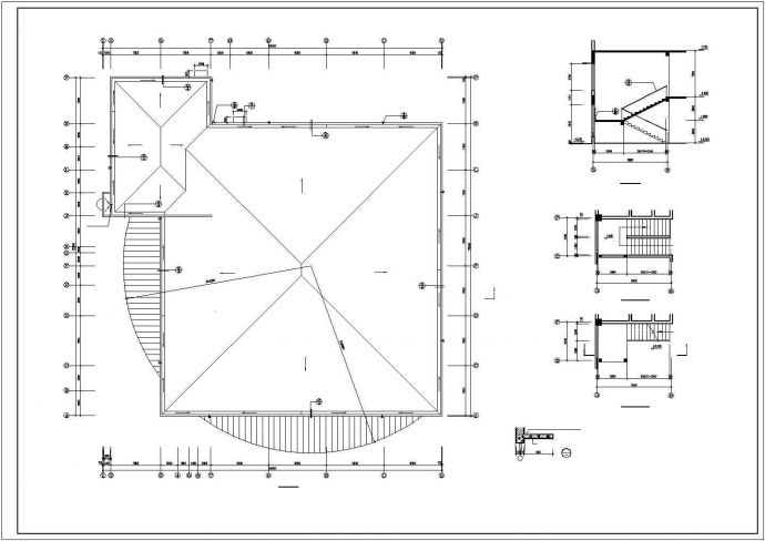 某工厂2600平米单层框架结构职工食堂建筑CAD设计图纸（含夹层）_图1