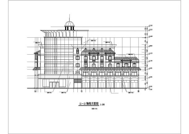 4200平米6层硂框架结构商业综合楼建筑CAD设计图纸（底层商店）-图二
