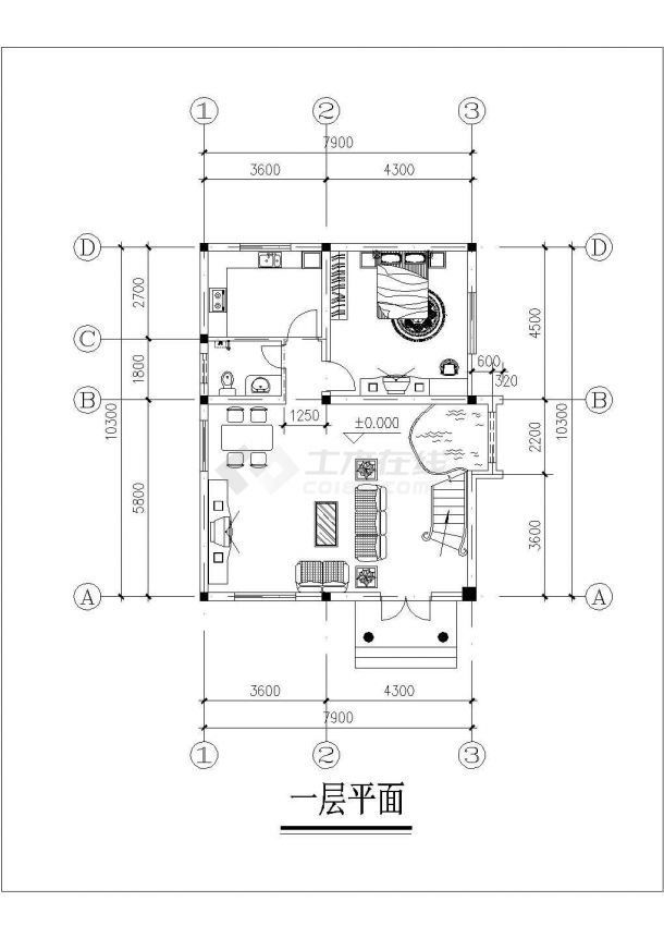 平湖市某村镇345平米3层砖混结构单体别墅平立面设计CAD图纸-图二