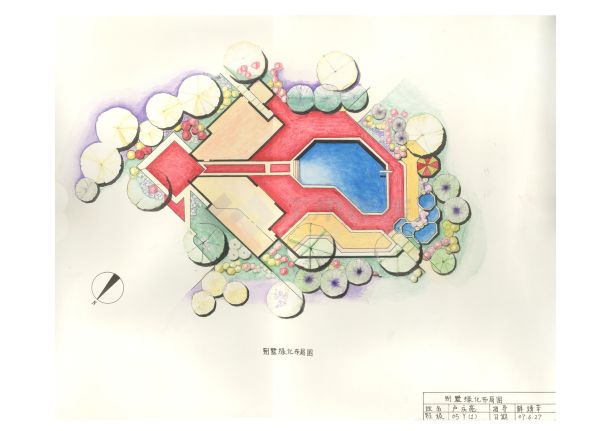 某别墅绿化布局手绘平面方案-图一