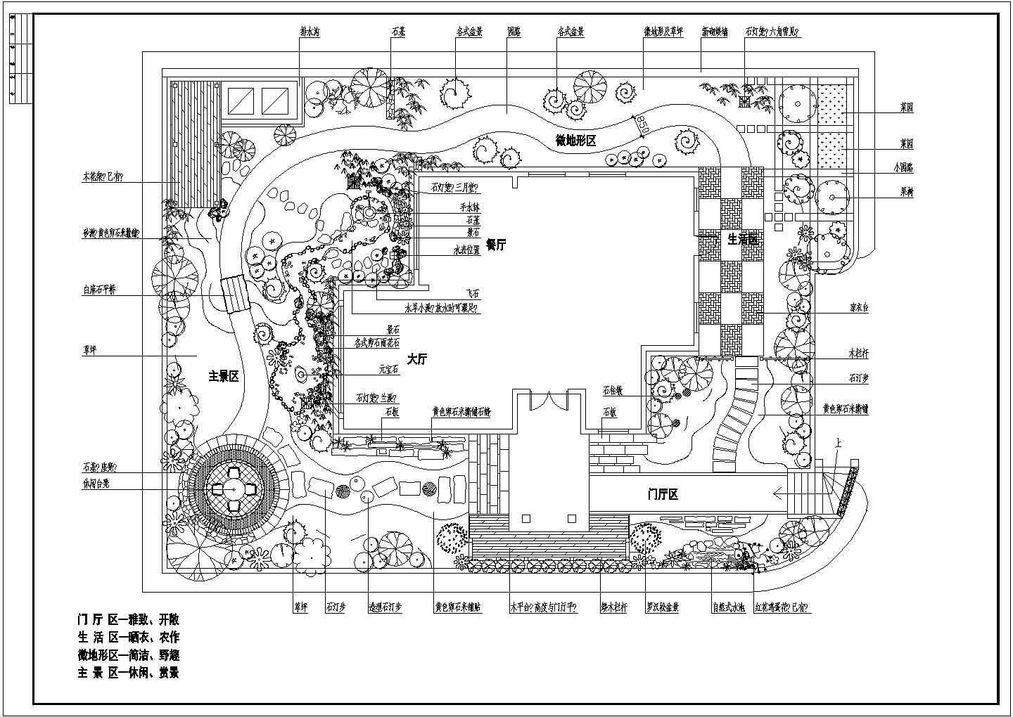 珠海某别墅花园景观设计cad图