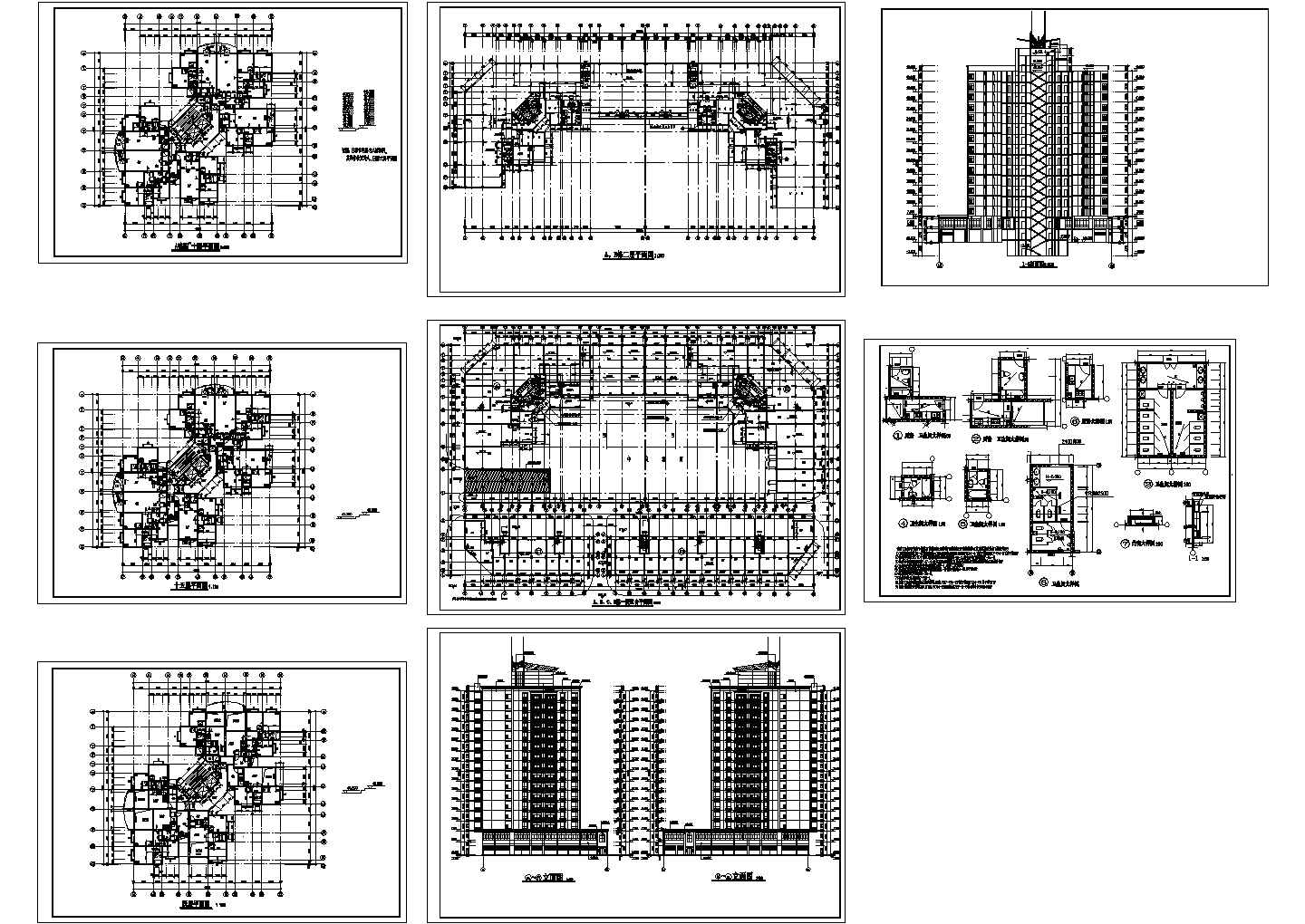 16层商铺办公住宅楼建筑施工图