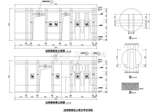 某市区过街楼底层通道节点参考图-图二