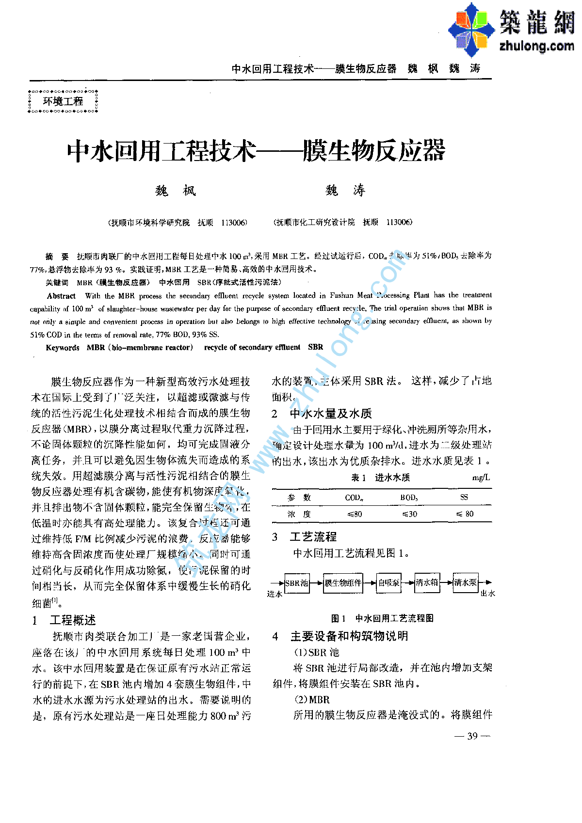 中水回用工程技术——膜生物反应器-图一