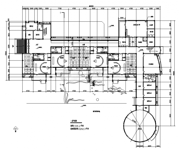 办公楼设计_3层3242平米幼儿园办公楼建筑设计施工cad图纸-图二