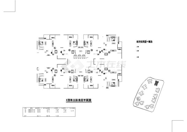 高层住宅一梯八户型平面设计图-图二