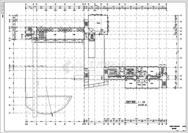首都航天中学四层框架结构综合教学楼设计cad全套建施图（含3栋设计）-图二