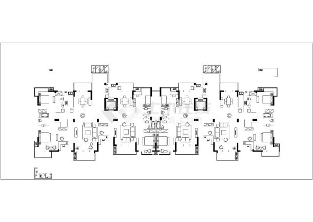 衢州某小区区4400平9层高档住宅楼平面设计CAD图纸（1梯4户）-图二