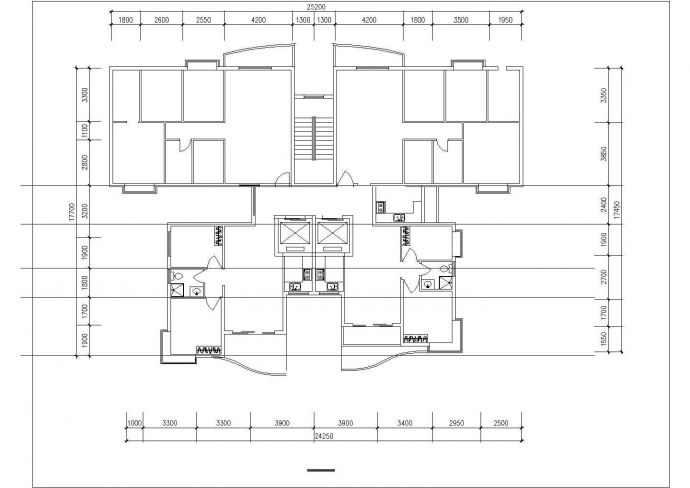 温州华茂嘉园小区住宅326平标准层对称户型设计CAD图纸（1梯4户）_图1